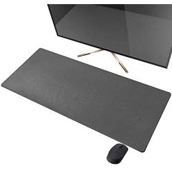 Leather Desk Pad Premium Extended Mouse Mat for Home Office - Non-Slip Vegan Leather Desk Protector 35.5''x15.5''(Dark Grey)