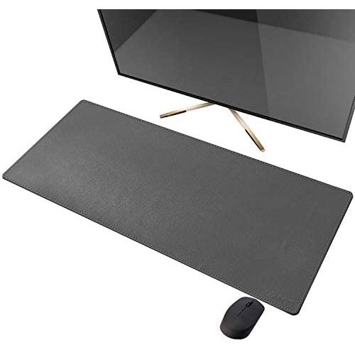 Leather Desk Pad Premium Extended Mouse Mat for Home Office - Non-Slip Vegan Leather Desk Protector 35.5''x15.5''(Dark Grey)