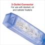Clear Power 15 ft 3 Outlet Heavy Duty Extreme Cold Weather Engine Block Heater Outdoor Extension Cord 16/3 SJTW, -50°C with Flashing Power Light, Blue, 3 Prong Grounded Plug, CP10098