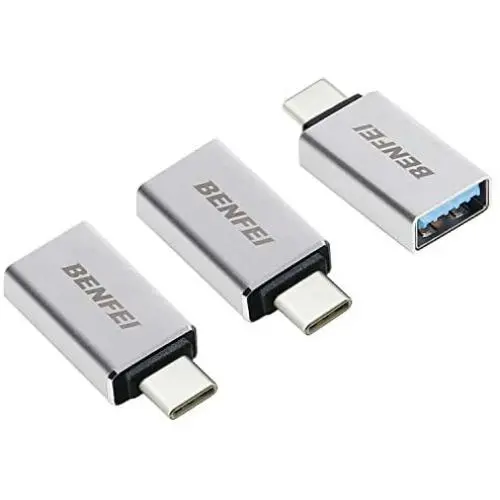 USB C to USB 3.0 Adapter, Benfei 3 Pack USB C to A Male to Female Adapter Compatible with MacBook 2018 2017 2016, Samsung Galaxy Note 8, Galaxy S8 S8+ S9, Google Pixel, Nexus, and More - Silver