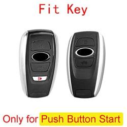Royalfox(TM) 2 3 Buttons Leather Smart Remote Key Fob case Cover Keychain for Subaru Forester Sti 2016 2017/2017 2018 Outback Impreza/2015 2016 XV Crosstrek / 2014-2017 BRZ (Leather with Keychain)