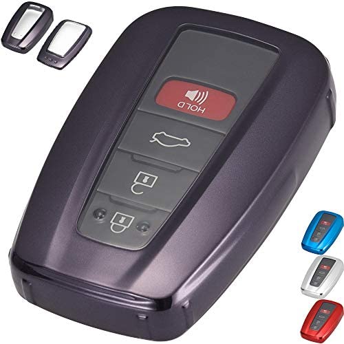 Lcyam Key Fob Cover Tpu Glossy Shiny Remote Protection Case Key Holder Fits for Toyota Highlander Corolla Camry RAV4 Prius C-HR 2019 2020 2021 Keyless Car Key 3/4 Button (Black)