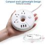 Power Strip with USB, NTONPOWER 3 Outlets Power Strip, 5ft Portable Extension Cord, Nightstand Desktop Charging Station for Home Office Dorm Room Cruise, White