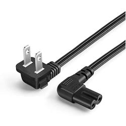 CableCreation 10 Feet 18 AWG Angled 2-Slot Non-Polarized Angle Power Cord (IEC320 C7 to Nema 1-15P), 3M / Black