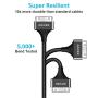 AGVEE Unbreakable Nylon Braided [3 Pack 3ft 6ft 10ft] 30 Pin Heavy Duty Fast Charger Cable, Slim Metal Shell End Case Friendly Charging Data Sync Cord for Phone 4/4S, Pad 1/2/3, Black