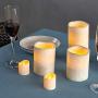 Furora LIGHTING LED Flameless Candles with Remote Control, Set of 8, Real Wax Battery Operated Pillars and Votives LED Candles with Flickering Flame and Timer Featured - Crystallized Ivory