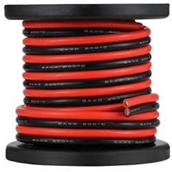 BNTECHGO 8 Gauge Flexible 2 Conductor Parallel Silicone Wire Spool Red Black High Resistant 200 deg C 600V for Single Color LED Strip Extension Cable Cord,model,20ft Stranded Copper Wire