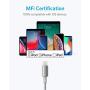 Anker 6ft Premium Nylon Lightning Cable [2-Pack], Apple MFi Certified for iPhone Chargers, iPhone Xs/XS Max/XR/X / 8/8 Plus / 7/7 Plus / 6/6 Plus / 5s, iPad Pro Air 2, and More(Silver)