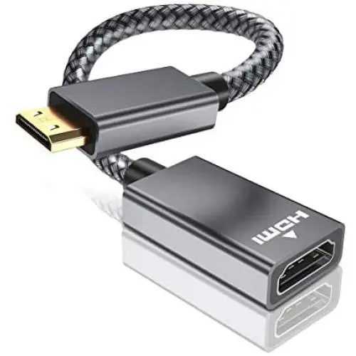Mini HDMI Male to HDMI Female Cable Adapter,4K/60Hz 0.67 FT High Speed Standard HDMI 2.0 Connector for DSLR Camera,Camcorder,Graphics Video Card,Laptop,Pico Projector,Raspberry Pi Zero W