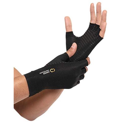 Copper Compression Arthritis Gloves - Guaranteed Highest Copper Content. Best Copper Glove for Carpal Tunnel, Computer Typing, and Everyday Support for Hands. Fit for Women and Men (1 Pair)
