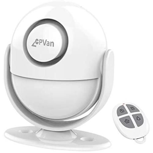 CPVAN Motion Sensor Alarm, Wireless Infrared Home Security System, PIR Motion Detector Alert (125dB, 328ft, Battery Operated) with Remote Control(Key Fob). Model: CP2