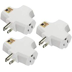 Kasonic 3-Outlet Grounding Adapter (3 Pack); Heavy-Duty Grounded Power Tap; UL Listed Plug Extender (White)