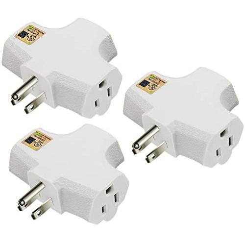 Kasonic 3-Outlet Grounding Adapter (3 Pack); Heavy-Duty Grounded Power Tap; UL Listed Plug Extender (White)