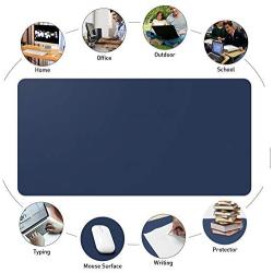 HOMECAS Desk Pad,Office Desk Mat Blotter,31.5'' x 15.7'' Upgraded PU Leather Desk Protector Cover Large Mouse Pad, Waterproof Writing Mat for Office/Home/Computer,Dual Use (Blue & Yellow)