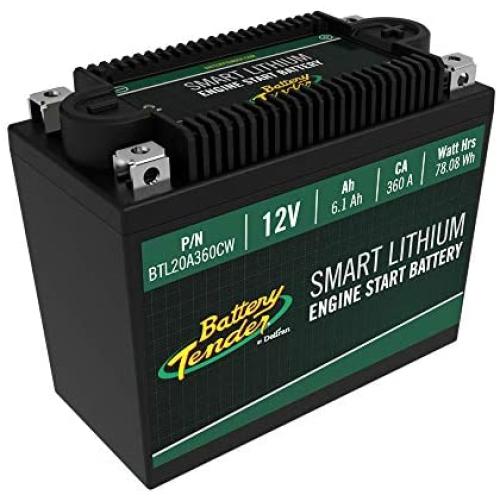 Battery Tender Engine Start Battery: Lithium Motorcycle Battery with Smart Battery Management System (BMS) - 12V 6.1 AH 360 CCA Lightweight Starting Batteries for Motorcycles and ATVs - BTL20A360CW