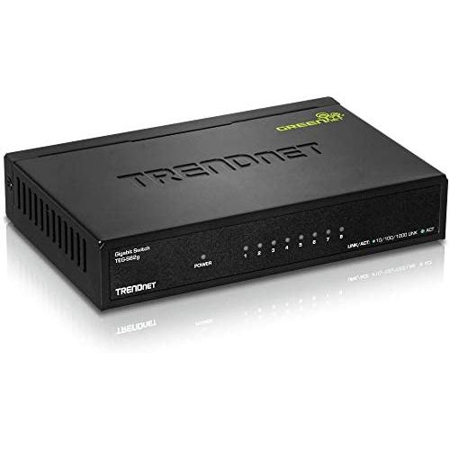 TRENDnet - TEG-S82G 8-Port Gigabit GREENnet Switch, TEG-S82G, Ethernet Splitter, Ethernet/Network Switch, 8 x 10/100/1000 Mbps Gigabit Ethernet Ports,16 Gbps Switching Capacity, Metal, Lifetime Protection Black
