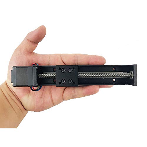 CNC Sliding Table Lead Screw Precision Travel Length 50mm/100mm/150mm/200mm NEMA11 Linear Stepper Motor Guide Slide T-Shaped Screw line Rail Electric (24V,1.8°） (150mm) (150mm)
