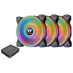 Thermaltake Riing Quad 120mm 16.8 Million RGB Color (Alexa, Razer Chroma) Software Enabled 4 Light Rings 54 Addressable LED 9 Blades Hydraulic Bearing Case/Radiator Fan CL-F088-PL12SW-B, Black