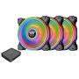 Thermaltake Riing Quad 120mm 16.8 Million RGB Color (Alexa, Razer Chroma) Software Enabled 4 Light Rings 54 Addressable LED 9 Blades Hydraulic Bearing Case/Radiator Fan CL-F088-PL12SW-B, Black