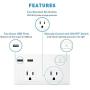 Etekcity Wall Surge Protector Power Strip with 2 USB Charging Ports, 2.4A Fast Charge, 5610 Joules, 1800W/15A, UL Listed, White
