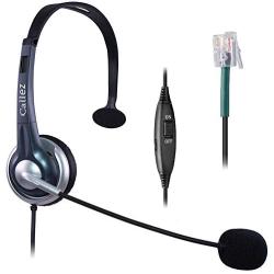 Callez Telephone Headset RJ9, with Noise Canceling Mic Mono, for ShoreTel 230 420 480 Polycom VVX310 VVX311 VVX410 VVX411 Avaya 1408 1416 5410 Plantronics NEC Corded Office Landline Deskphones W300A1