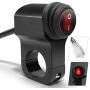 Motorcycle Handlebar Switch ATV Handlebar Light Switch 12V CNC Aluminium Alloy Push Botton Waterproof Switches with 3-Pin Connector- Fits 7/8'' Handlebars (22mm)