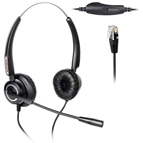 Binaural Headset Headphones + Adjustable Volume + Mute Control ONLY for Cisco IP Telephone 7940 7960 7970 7962 7975 7961 7971 7960 8841 9941 M12 M22 and All Series