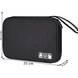 Travel Cable Organizer Bag, Electronics Accessories Carry Cases Portable Cord Organizer Bag for Cable, Charger, Phone, USB, SD Card, Earphones More Out-Going, Business Travel Gadget Bag, Black