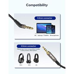 Mr Rex 3.5mm to 2.5mm Aux Cable Cord for Bose 700 QuietComfort QC35II QC35 QC25 Noise Cancelling Headphones, JBL E45BT E55BT E65BTNC Bluetooth Earphone, Audio Replacement Wire (1-Pack, 5FT)