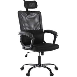 Smugdesk Ergonomic Office Chair with Adjustable Headrest, Breathable Skin Friendly Mesh Swivel Chair, Desk Chair, Computer Task Chair (Black)