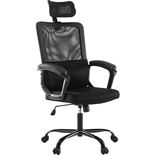 Smugdesk Ergonomic Office Chair with Adjustable Headrest, Breathable Skin Friendly Mesh Swivel Chair, Desk Chair, Computer Task Chair (Black)