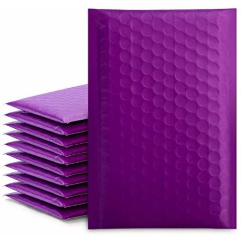 Fuxury/ Fu Global 4x8'' 50Pcs Poly Bubble Mailers #000, Self Seal Padded Envelopes Bulk with Bubble Lined Wrap- Purple