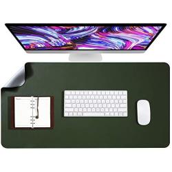 Soyan Dual-Sided PU Leather Desk Pad/Mouse Pad for Office & Home, Waterproof Desk Blotter Pad with Comfortable Writing Surface, 31.5''x15.7'' (Green)