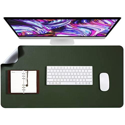 Soyan Dual-Sided PU Leather Desk Pad/Mouse Pad for Office & Home, Waterproof Desk Blotter Pad with Comfortable Writing Surface, 31.5''x15.7'' (Green)