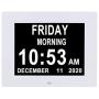 [2020 Newest] Digital Day Calendar Clocks 3 Medicine Reminders Extra Large 8 Inch Non-Abbreviated Day Date Month Senior Clock for Demenia Eldarly Memory Loss Vision Impaired Clock