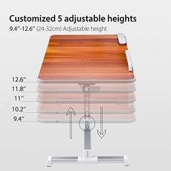 [Large Size] Neetto Height Adjustable Laptop Bed Desk, Portable Laptop Table Standing Desk, Sofa Breakfast Tray With Foldable Legs, Notebook Stand Reading Holder for Couch Floor Kids - American Cherry