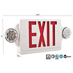 Lithonia Lighting LHQM R M6 LED Thermoplastic Casing Emergency Exit Sign With 2-Round Head Lamp, 180 Lumens, 120 Volts, 4 Watts, Red