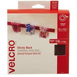 VELCRO Brand - Sticky Back Hook and Loop Fasteners – Peel and Stick Permanent Adhesive Tape Keeps Classrooms, Home, and Offices Organized – Cut-to-Length Roll | 15ft x 3/4in Tape | Red (90085)