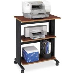 Safco Products Muv Adjustable Printer Stand , Cherry Top/Black Frame, Swivel Wheels, Two Adjustable Shelves