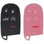 LemSa 2Pcs Keyless Entry Remote Car Smart Key Fob Outer Shell Cover Soft Rubber Protective Case for Jeep Grand Cherokee Dodge Challenger Charger Dart Durango Journey Chrysler 300, Black Pink
