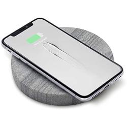 Eggtronic Wireless Charging Stone - Qi Certified 10W high Speed Charger with Built-in Durable Braided Cable for iPhone, Galaxy, Note, AirPods 2, AirPods Pro, Galaxy Buds, Pixel Buds - Sandstone