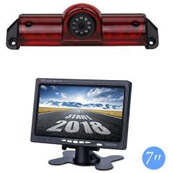 Night Vision 3rd Brake Light Reversing Backup Camera + 7.0 inch TFT Monitor Display for GMC Savana Chevrolet Explorer Chevy Express 1500 2500 3500 Van (2003-2018)