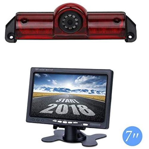 Night Vision 3rd Brake Light Reversing Backup Camera + 7.0 inch TFT Monitor Display for GMC Savana Chevrolet Explorer Chevy Express 1500 2500 3500 Van (2003-2018)