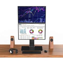 Dual Monitor Stand - Vertical Stack Screen Free-Standing Monitor Riser Fits Two 13 to 30 Inch Screen with Swivel, Tilt, Height Adjustable, Holds One (1) Screen up to 44Lbs HT05B-002