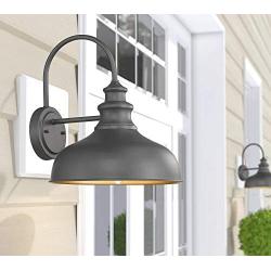 Bestshared Farmhouse Wall Mount Lights, Gooseneck Barn Light, Outdoor Wall Lantern for Porch with Black Finish and Contrast Color Interior