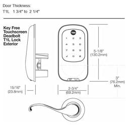 Yale Security YRD120-NR-619 YRD120NR619 Key Free Touchscreen Deadbolt, Satin Nickel