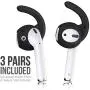 EarBuddyz 2.0 Ear Hooks and Covers Accessories Compatible with Apple AirPods 1 & 2 or EarPods Headphones/Earphones/Earbuds (3 Pairs) (Black)