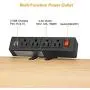 Desk Clamp Power Strip, Desktop Power Outlet Clamp Mount with 2 USB Ports, 4 AC Outlets, Mountable Desk Outlet Removable Power Plugs with 6.56ft Cord (4AC2USB-Black)