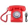Corded Telephone Retro Rotary Dial Wired Telephone Vintage Desktop Landline Telephone(Red)