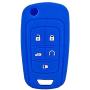 LemSa 2pcs Silicone 5 Buttons Flip Key Fob Cover Remote Keyless Entry Bag for Chevrolet Camaro Cruze Equinox Malibu SS Sonic Spark Volt Aveo Epica,Buick Lacrosse Encore GL8 Regal Excelle,Black/Blue